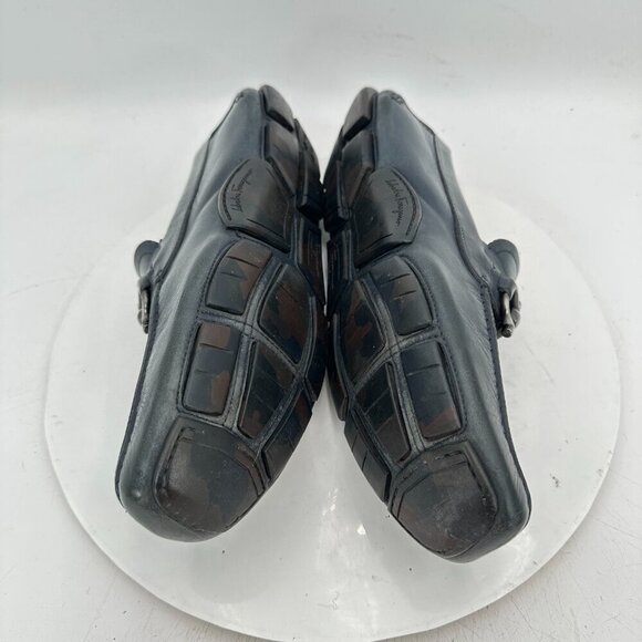 Salvatore Ferragamo Men Size 8.5EE Dark Green Leather Horsebit Loafer Shoes main image 4